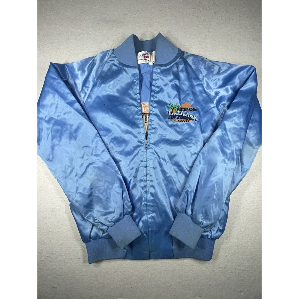 RARE Vintage 80s Westward Ho Ho-Waiian Luau Satin Bomber Jacket Las Vegas USA